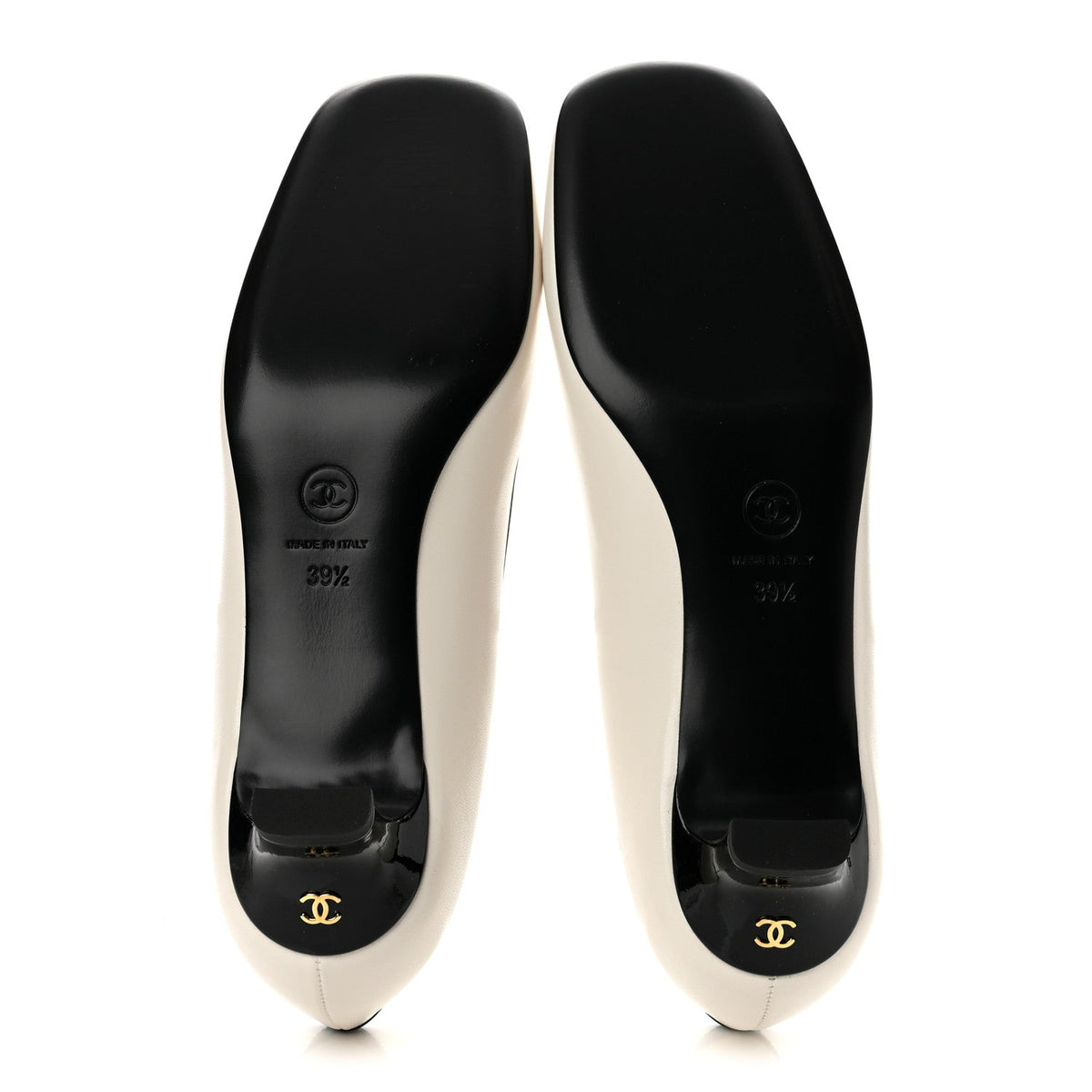 Lambskin Patent Calfskin CC Pumps 39.5 White Black