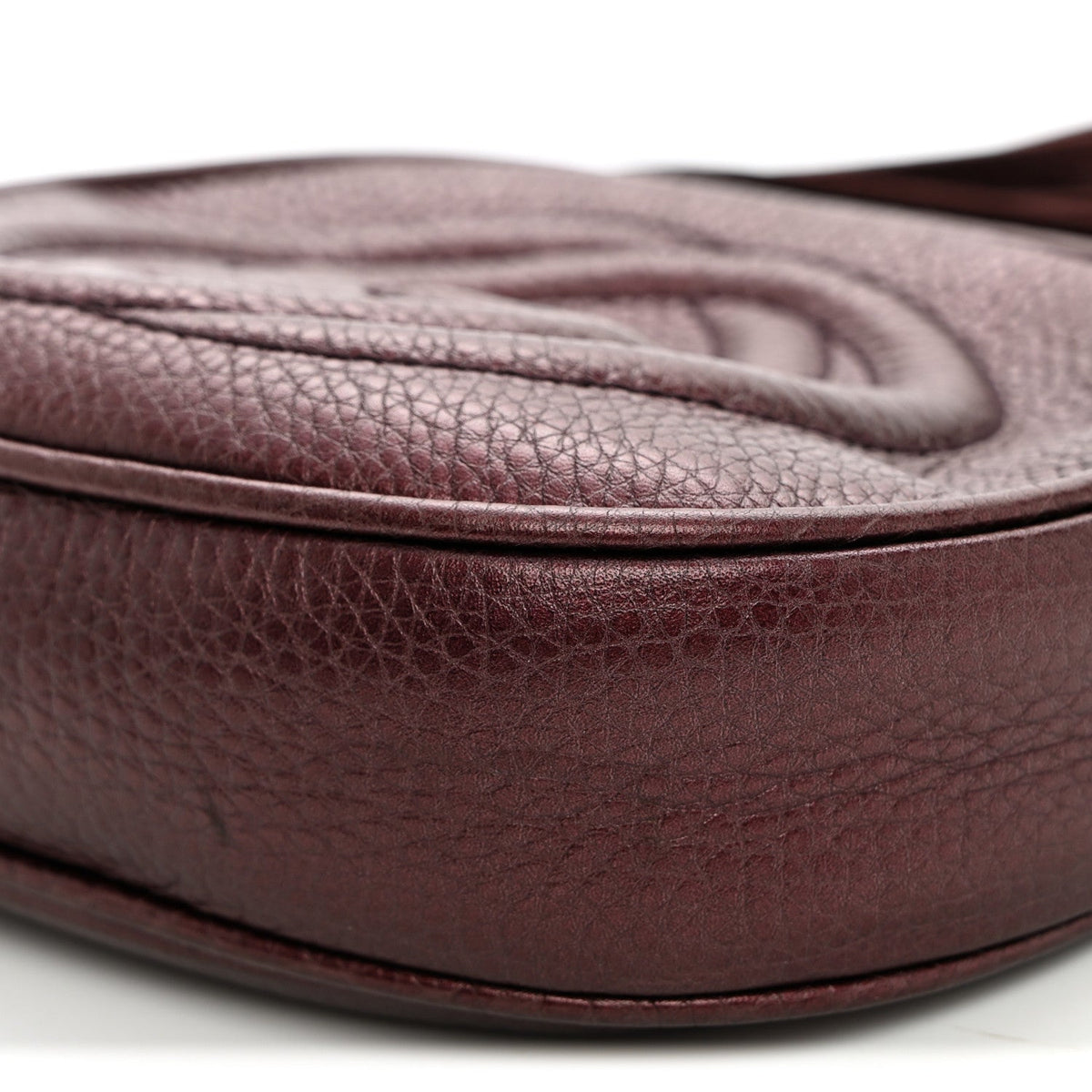 Metallic Pebbled Calfskin Mini Soho Chain Bag Purple