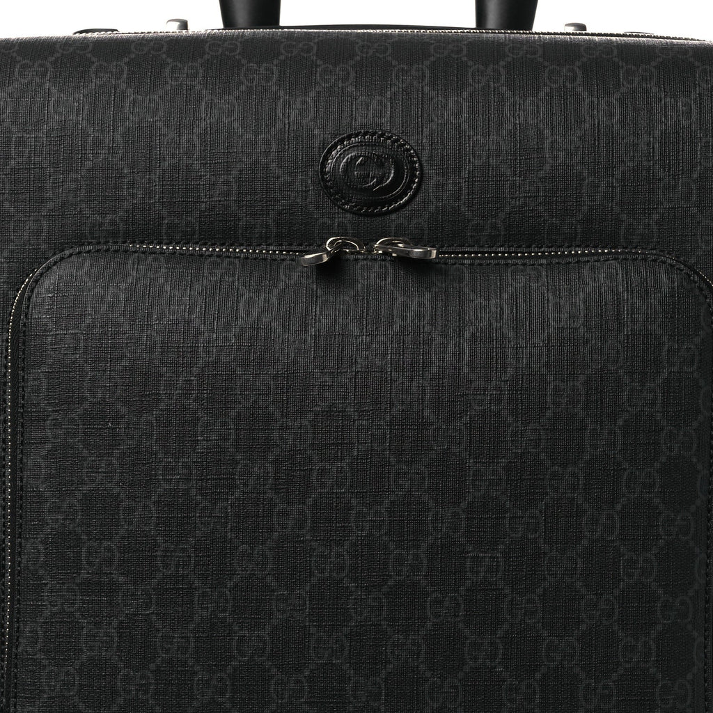 GG Supreme Monogram Four Wheel Suitcase Black Grey