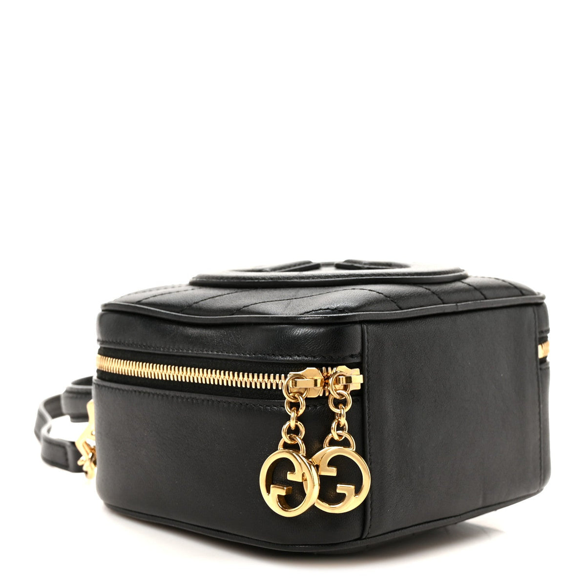 Sakai Be Green Calfskin Diagonal Stitched Blondie Top Handle Bag Black