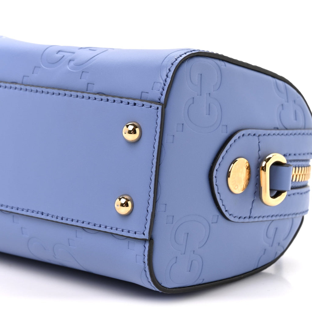 Gilbert Calfskin Jumbo GG Embossed Super Mini Top Handle Bowler Bag Bloom Lavender