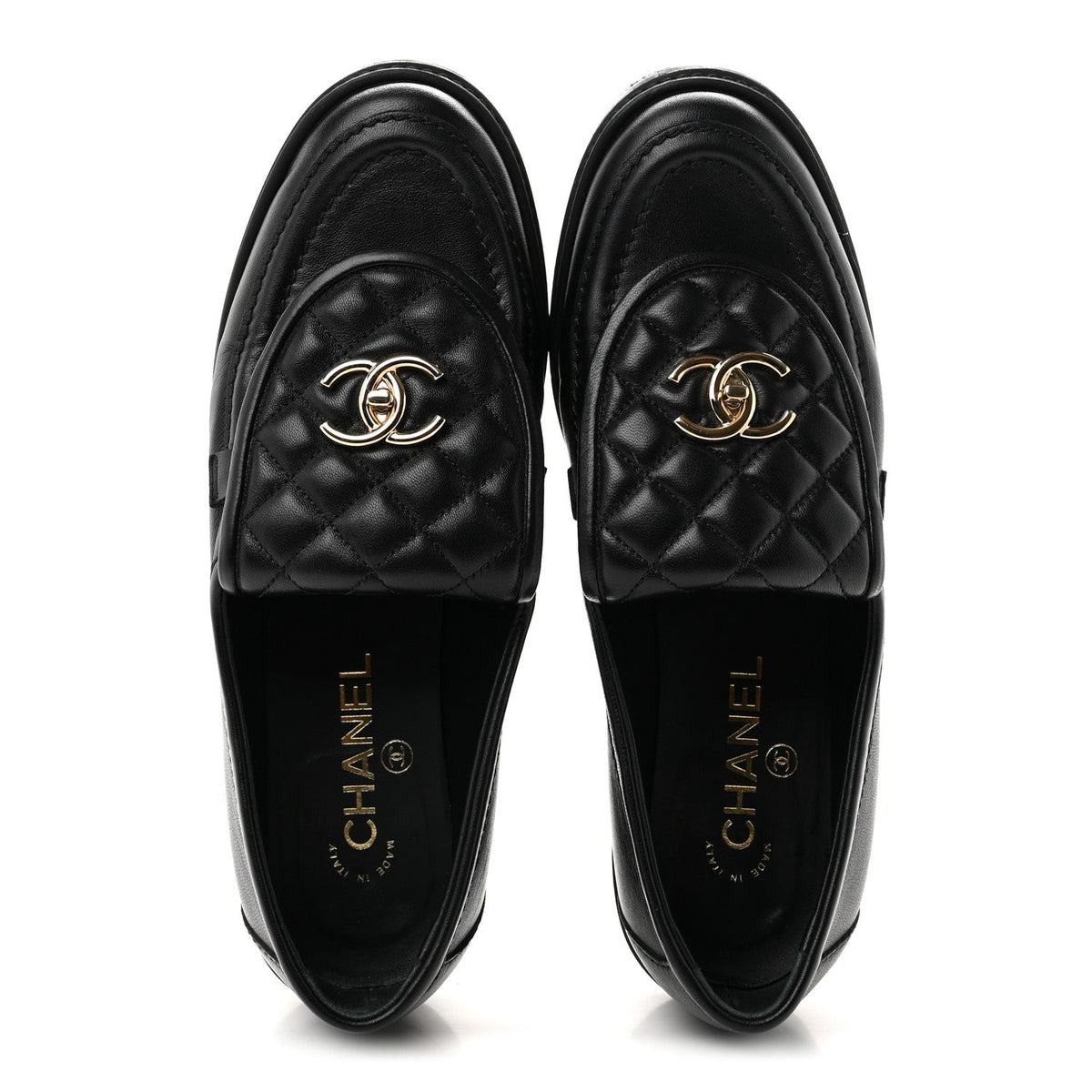 Lambskin Quilted CC Turnlock Loafers 40 Black