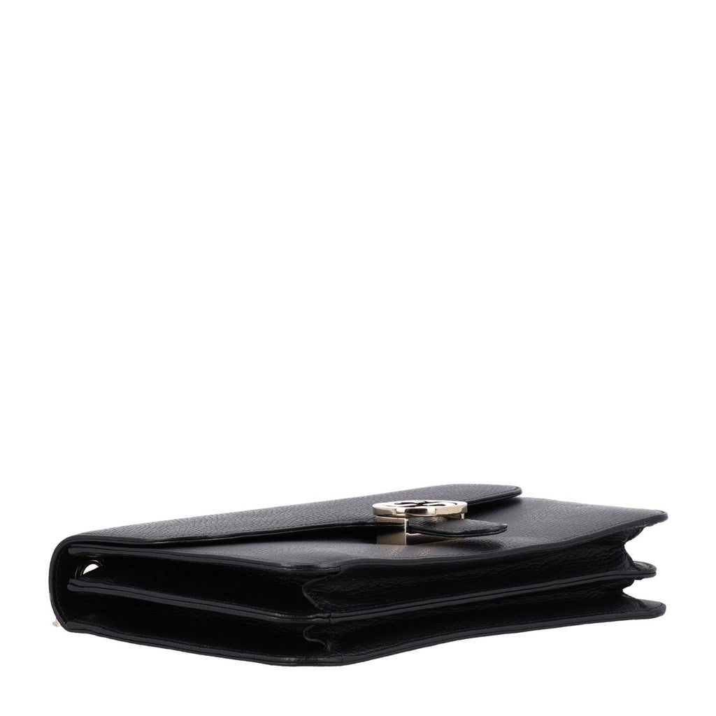 Dollar Calfskin Interlocking G Shoulder Bag Black