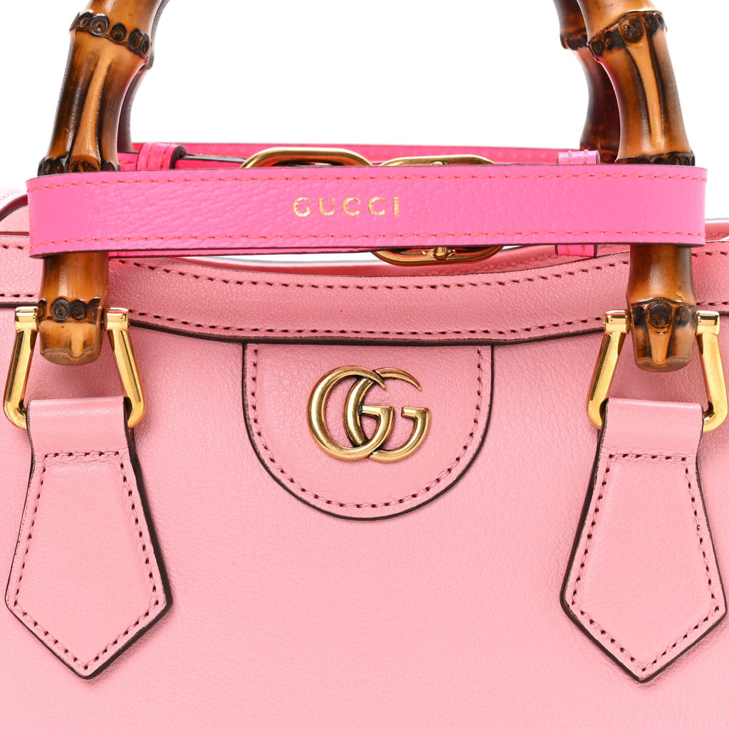Wonka Grain Calfskin Mini Diana Tote Bag Wild Rose Fuxia Fluo