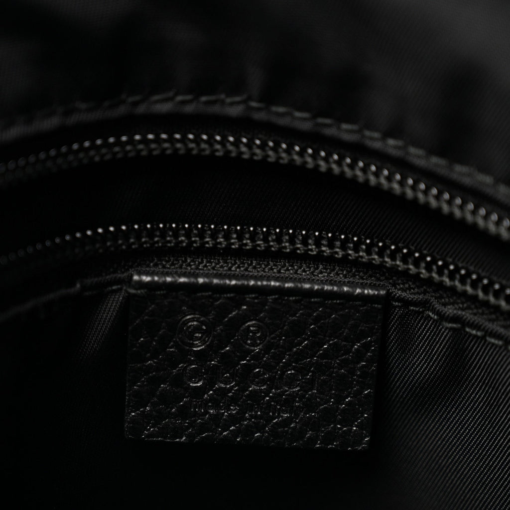 Nylon Monogram Double Buckle Flap Messenger Bag Black