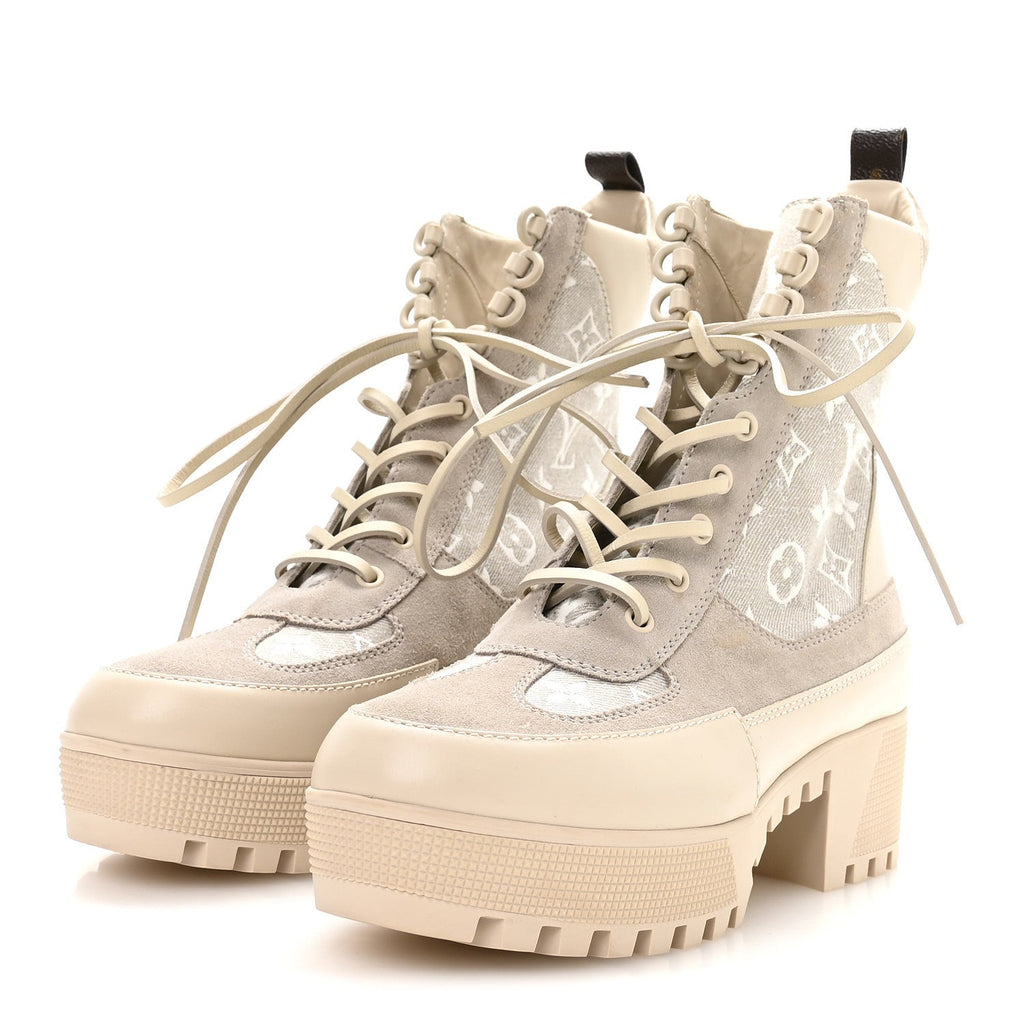 Suede Calfskin Laureate Platform Desert Boots 41 Beige