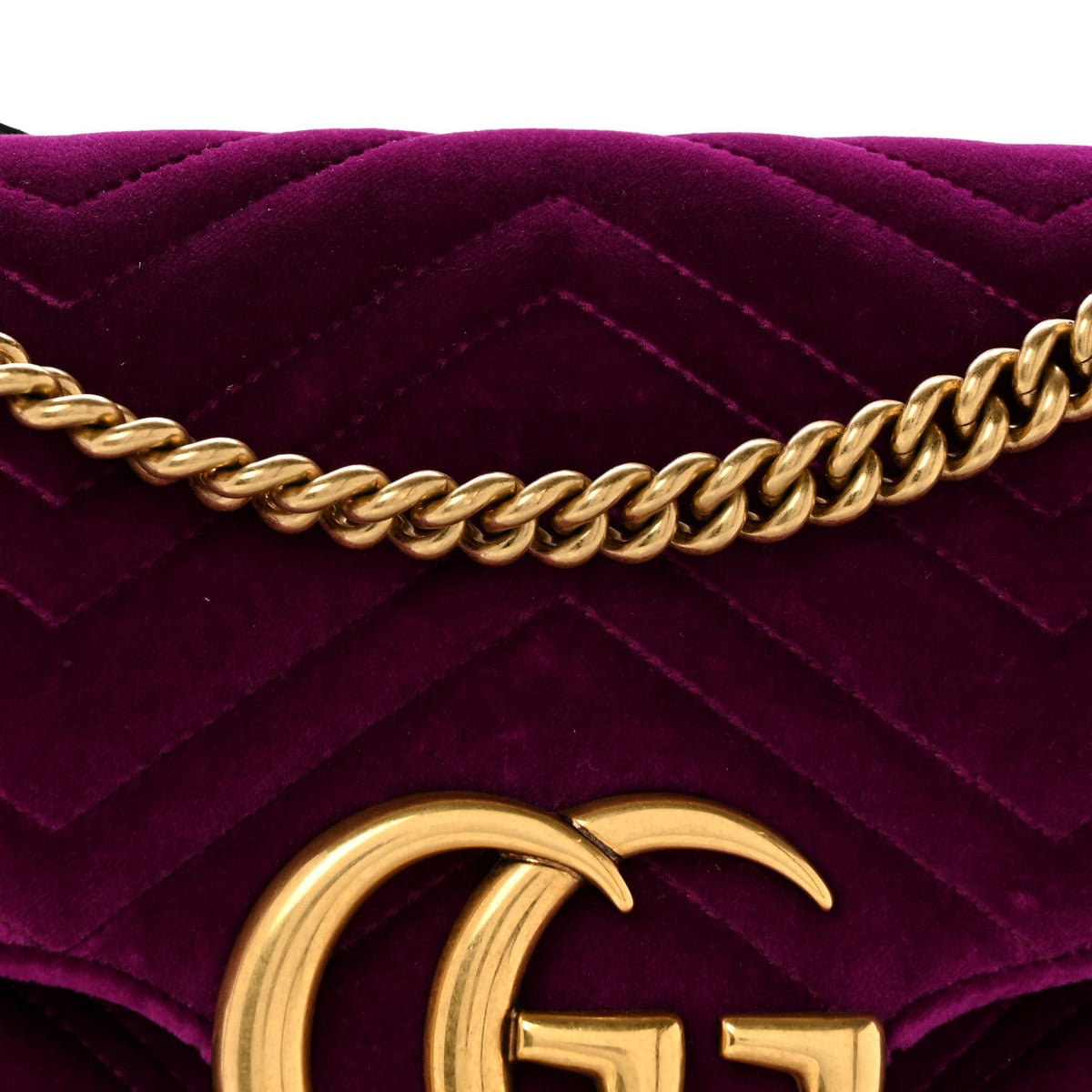 Velvet Matelasse Medium GG Marmont Shoulder Bag Fuchsia Violet Cyclamen