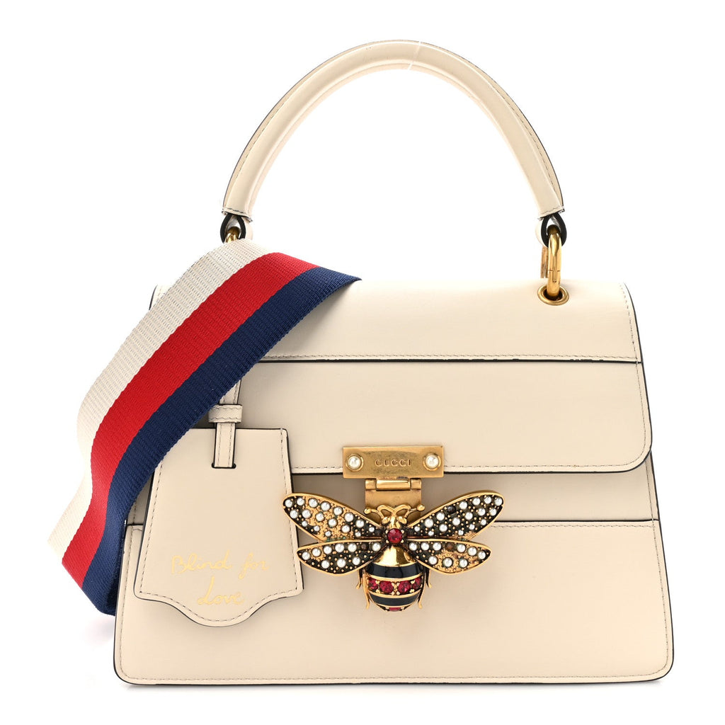 Calfskin Sylvie Web Small Queen Margaret Top Handle Bag White