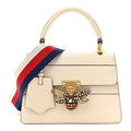 Calfskin Sylvie Web Small Queen Margaret Top Handle Bag White