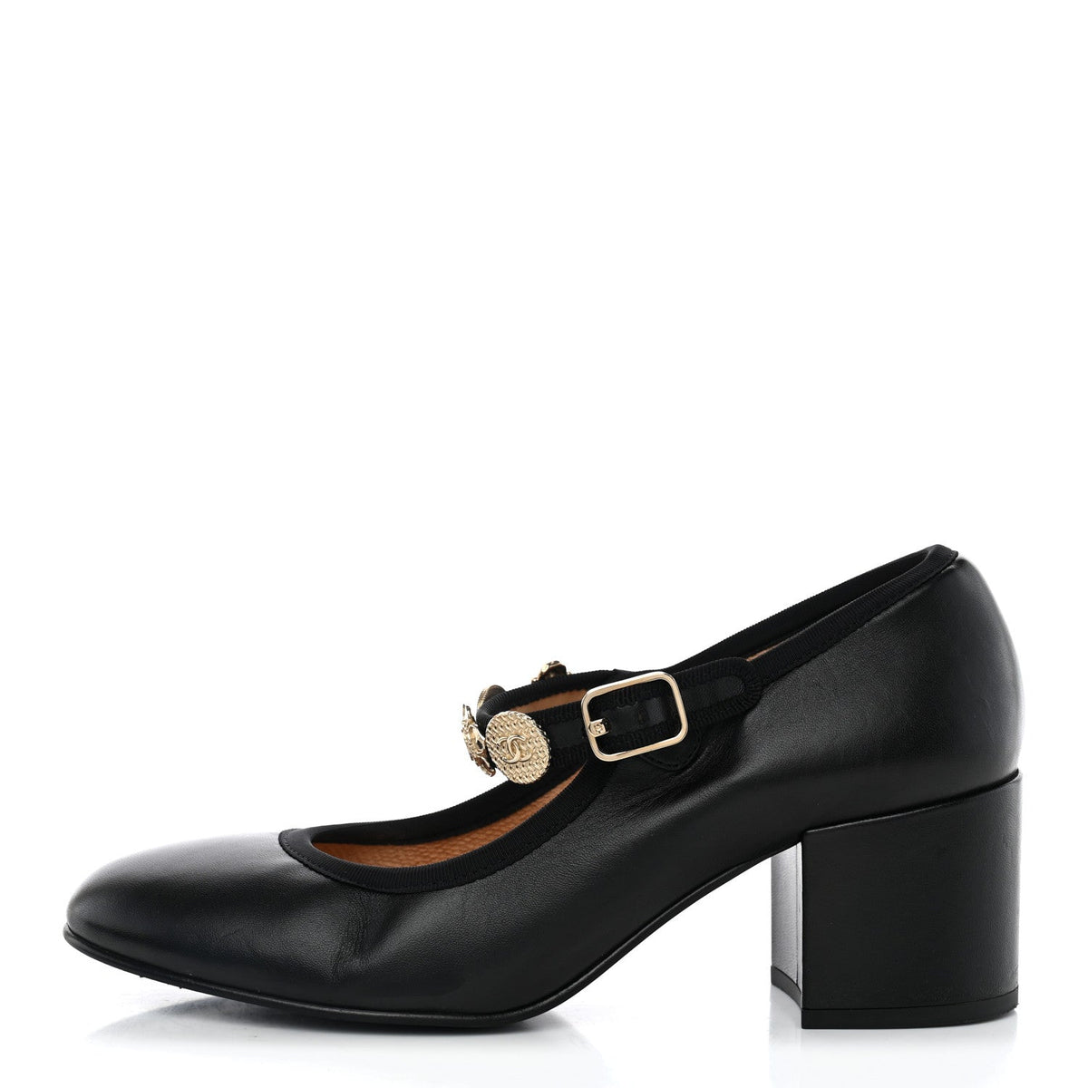 Lambskin Mary Jane Charm Pumps 39.5 Black