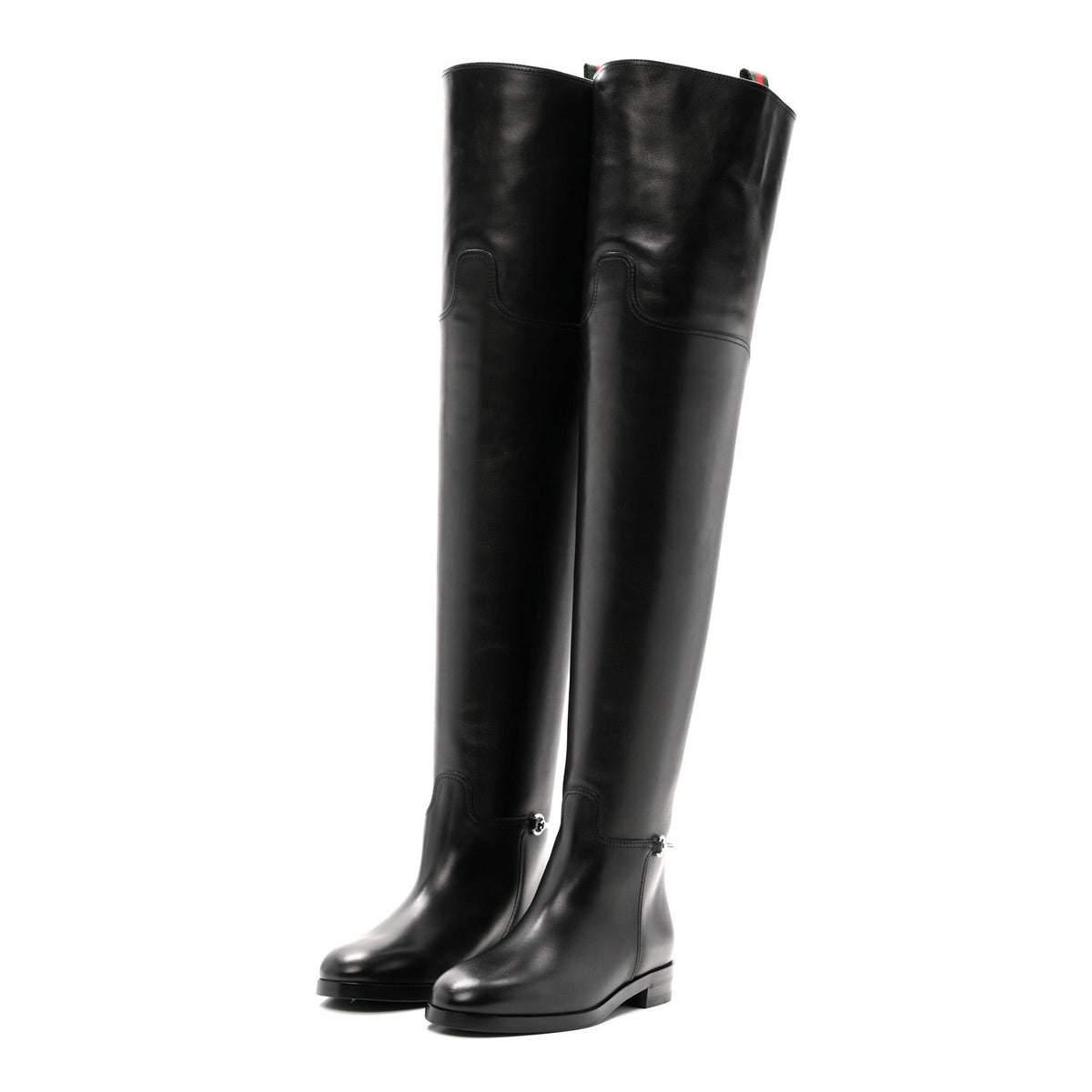 Calfskin Slim Horsebit Over The Knee High Boots 37 Black