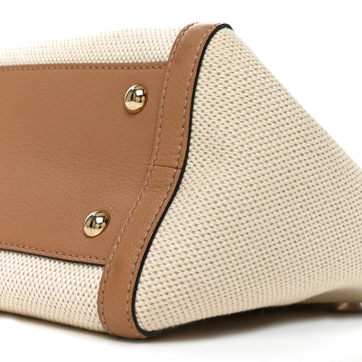 Linen Canvas Pebbled Calfskin Small Soho Top Handle Bag White Camelia