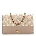 Dollar Calfskin GG Supreme Monogram Mini GG Marmont Chain Wallet Beige White