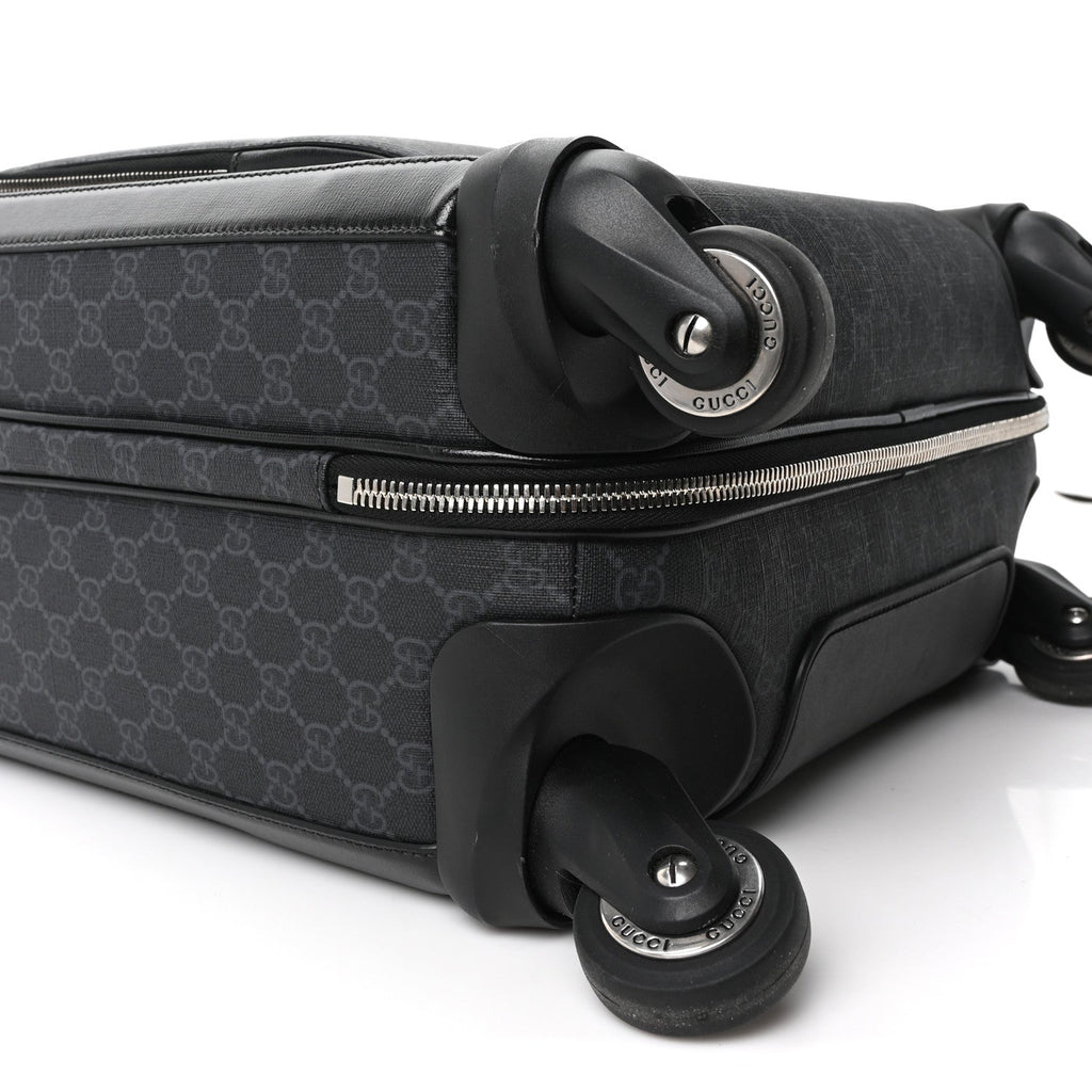 GG Supreme Monogram Four Wheel Suitcase Black Grey