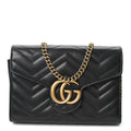 Calfskin Matelasse GG Marmont Chain Wallet Black