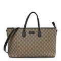 GG Supreme Monogram Medium Zippered Tote Dark Brown