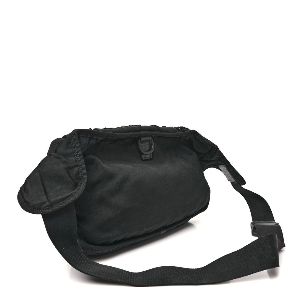 Nylon Retro Patch Convertible Belt Bag Black
