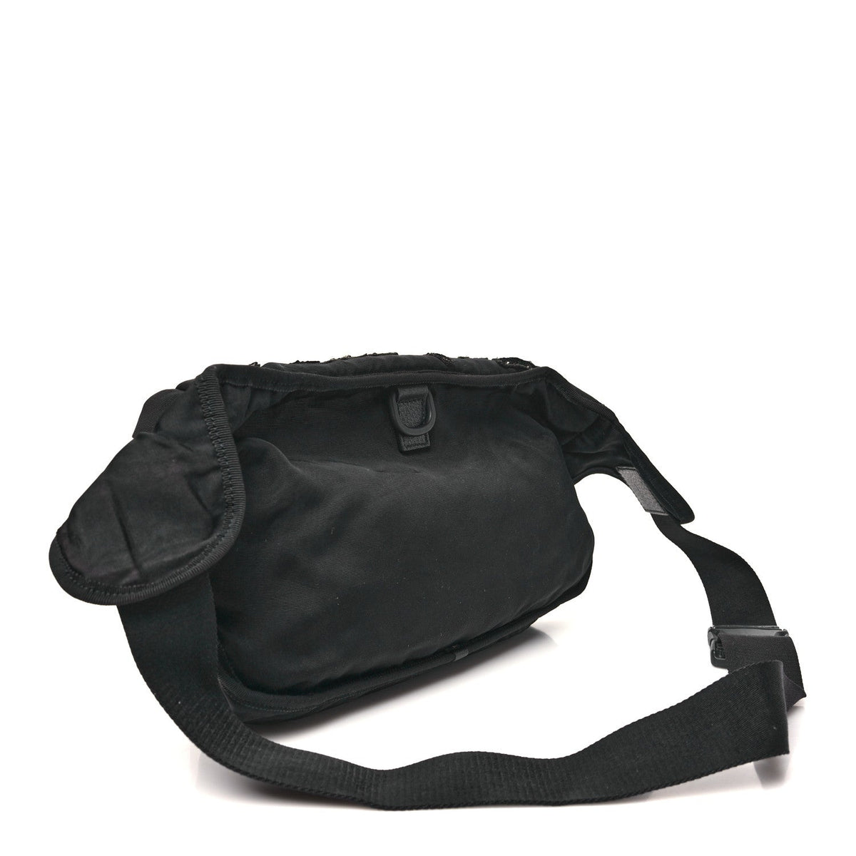 Nylon Retro Patch Convertible Belt Bag Black