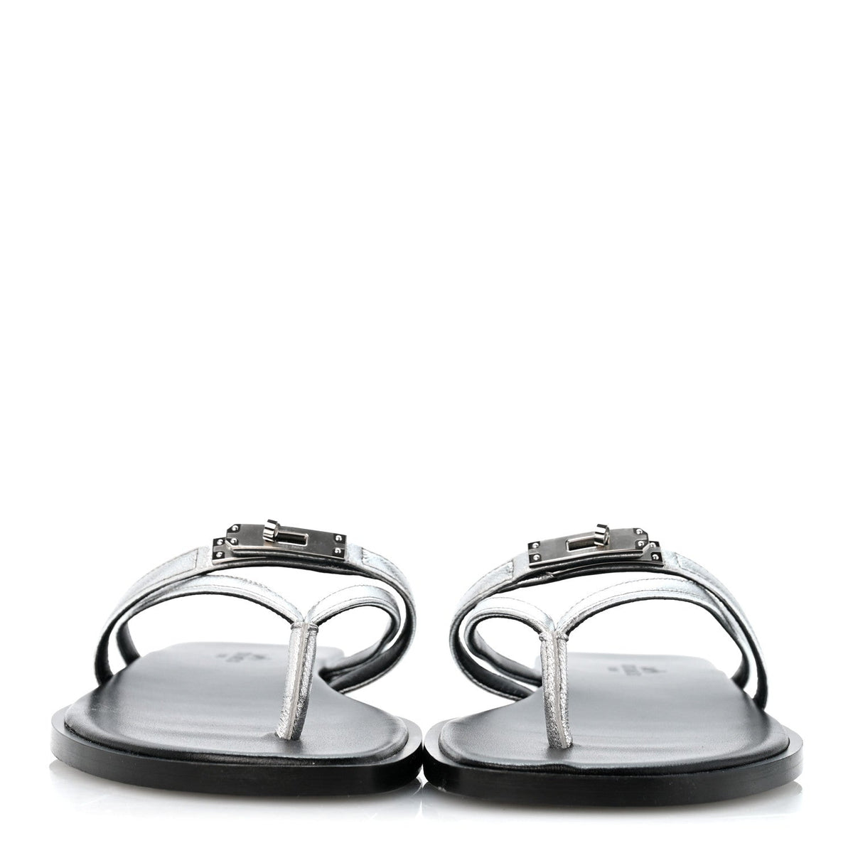 Metallic Goatskin Miss Sandals 36 Gris Argente
