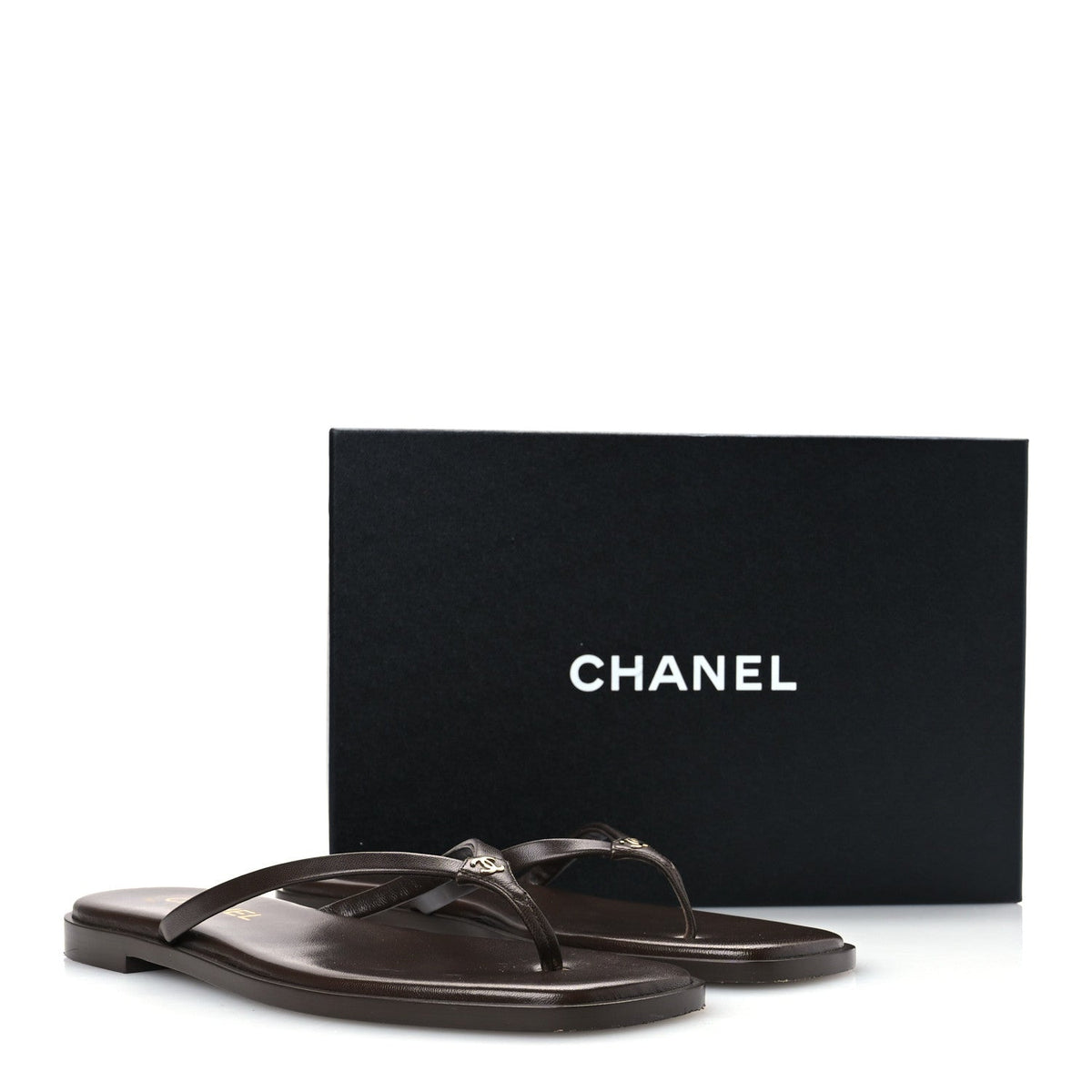 Goatskin CC Times Square Thong Sandals 39 Brown