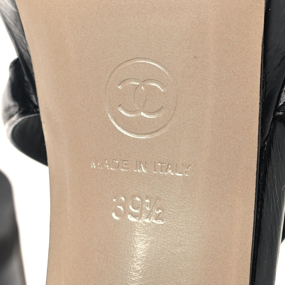 Patent Crumpled Calfskin Parthenon Platform Sandals 39.5 Black