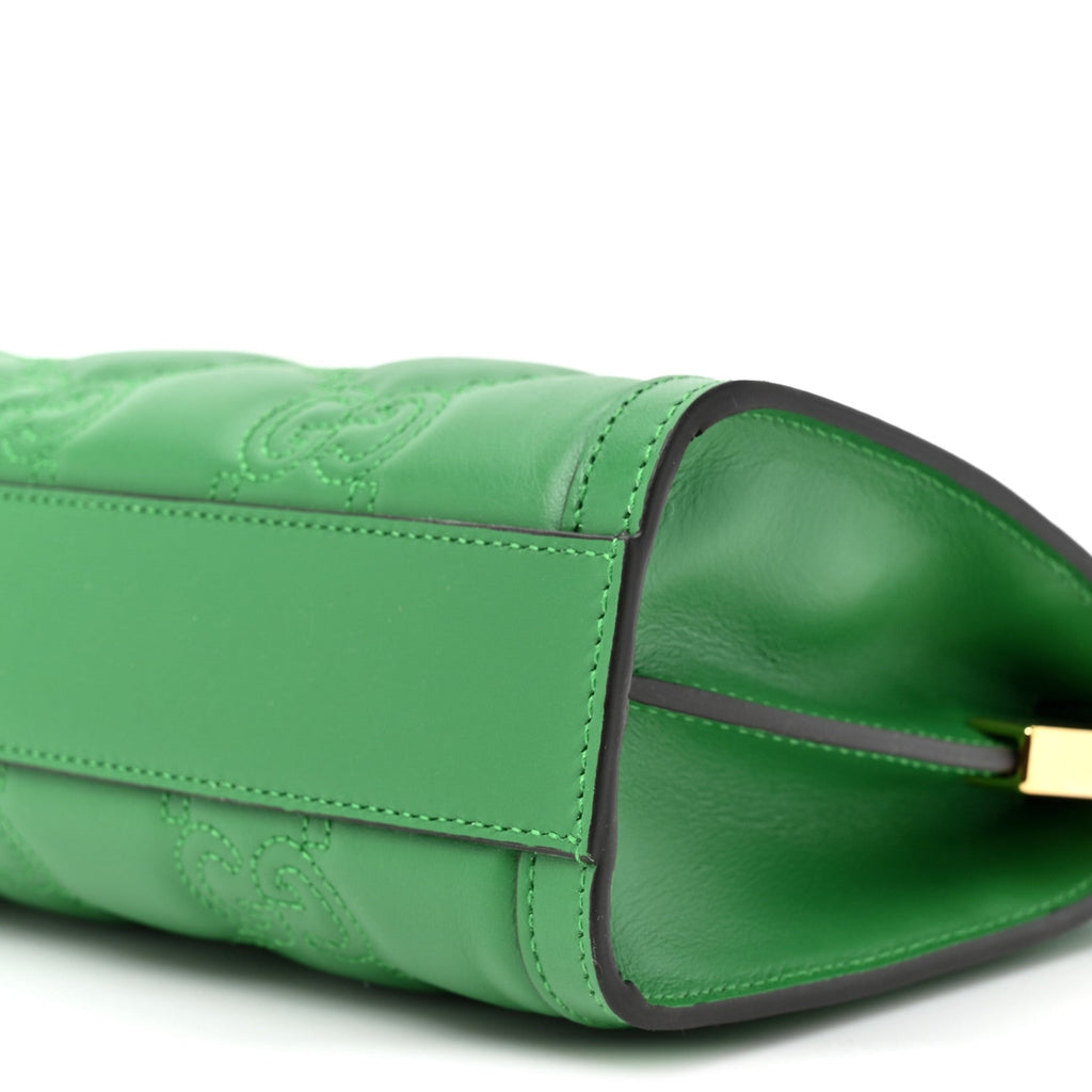 Calfskin GG Matelasse Large Slim Chain Shoulder Bag Spring Green Natural