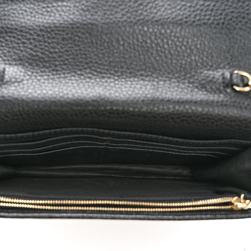 Pebbled Calfskin Soho Wallet On Chain Black