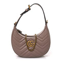 Calfskin Matelasse Chevron Mini GG Marmont Half Moon Hobo Porcelain Rose