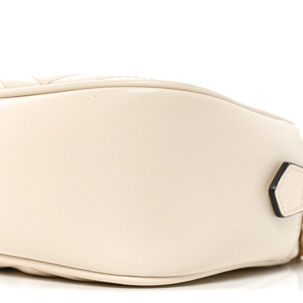 Calfskin Matelasse Small GG Marmont Chain Shoulder Bag White