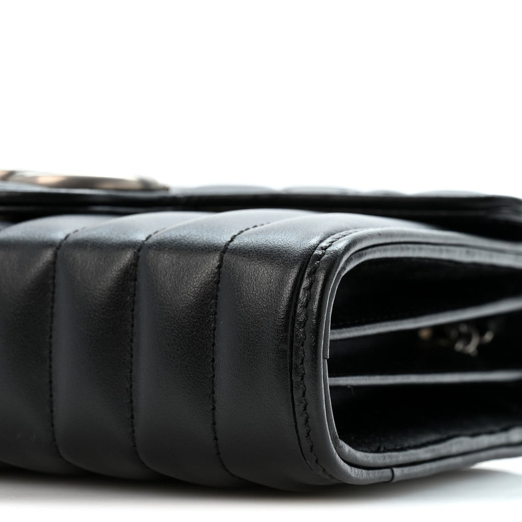 Calfskin Matelasse Aria GG Marmont Chain Wallet Black