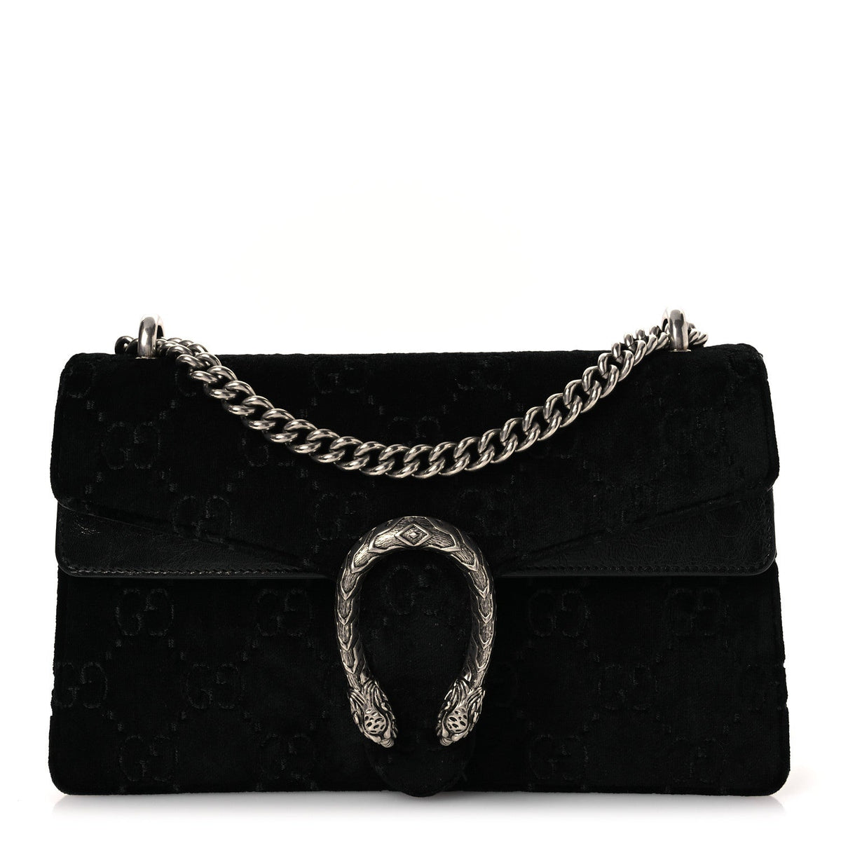 Velvet GG Monogram Small Dionysus Shoulder Bag Black