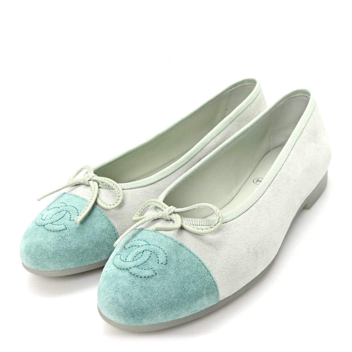 Suede Cap Toe CC Ballerina Flats 36 Light Green