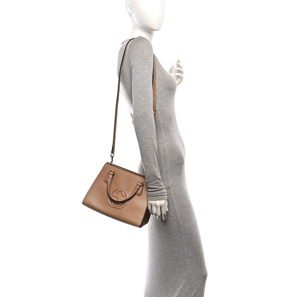 Dollar Calfskin Medium Soho Top Handle Satchel Camelia