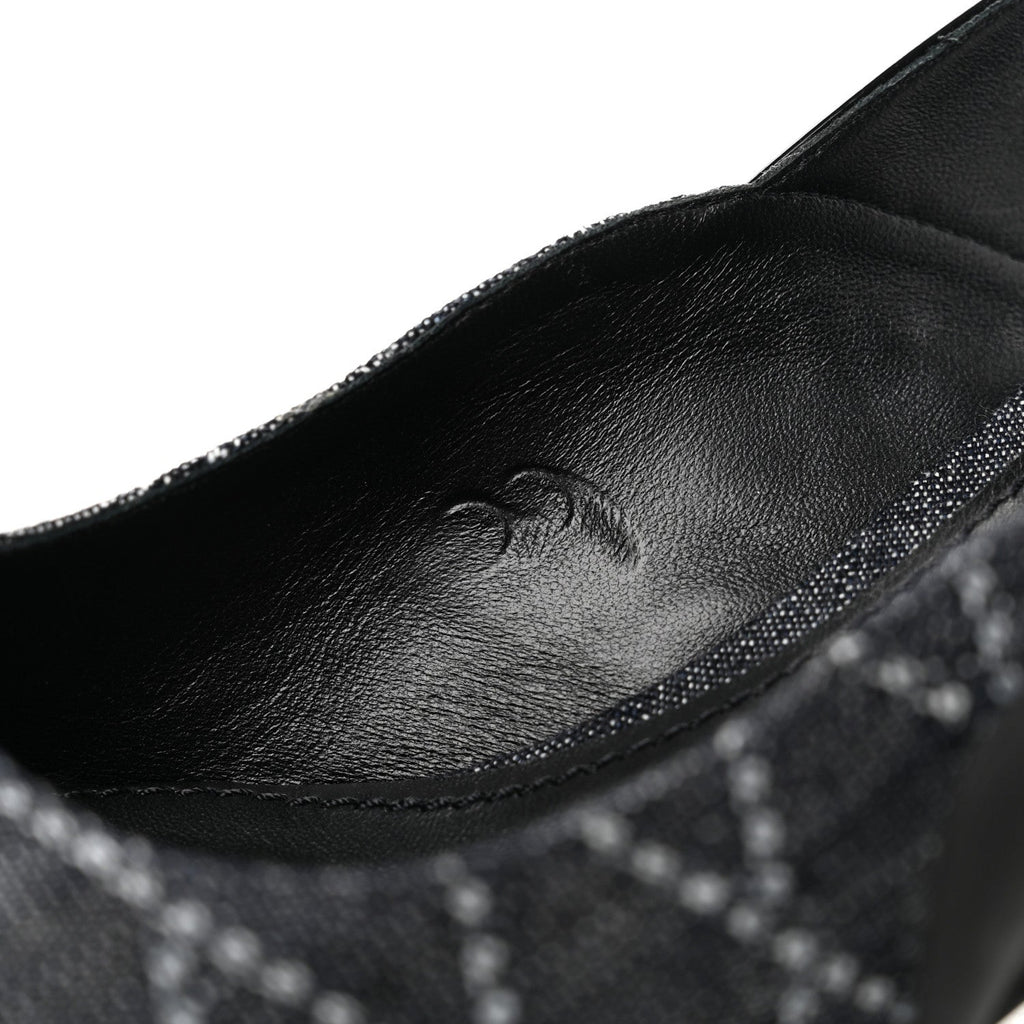 Denim Patent Archlight Low Heel Slingback Pumps 39 Black