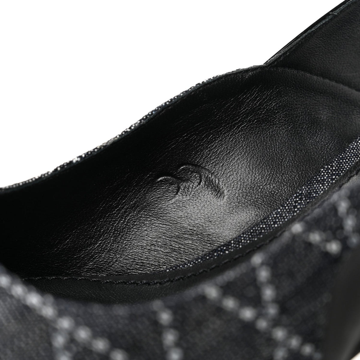 Denim Patent Archlight Low Heel Slingback Pumps 39 Black