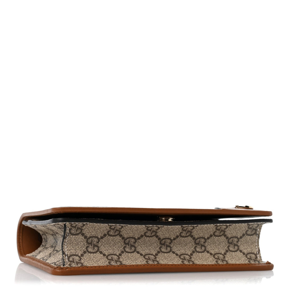 GG Emblem Monogram Wallet With Strap Beige Brown