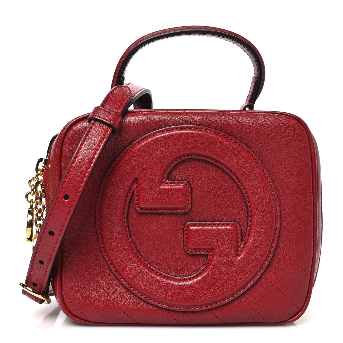 Sakai Be Green Calfskin Diagonal Stitched Blondie Top Handle Bag Rosso