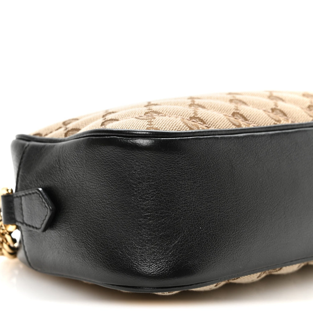 Monogram Matelasse Diagonal Small GG Marmont Chain Shoulder Bag Beige Black