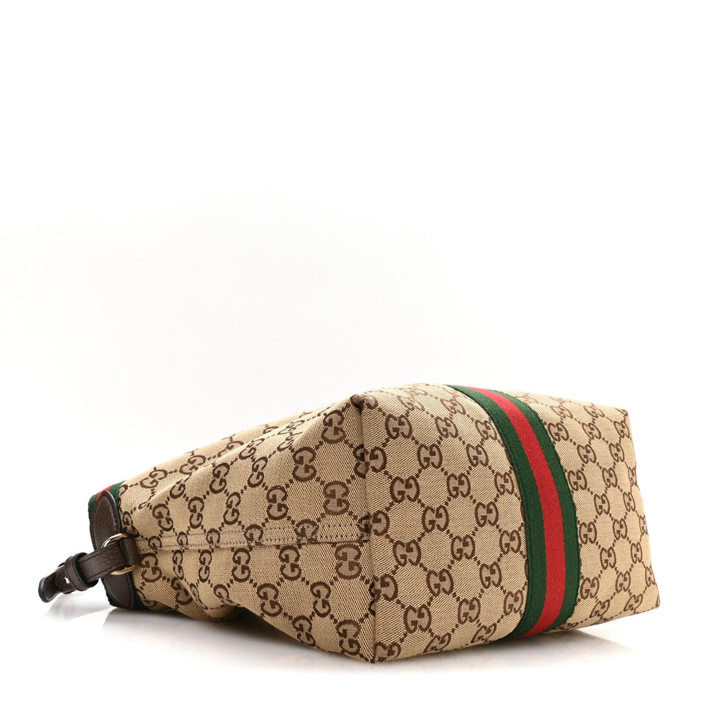 Monogram Web Small Giglio Tote Beige Dark Brown