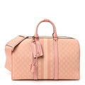 GG Supreme Monogram Textured Dollar Calfskin Web Medium Savoy Duffle Bag Rose Pink