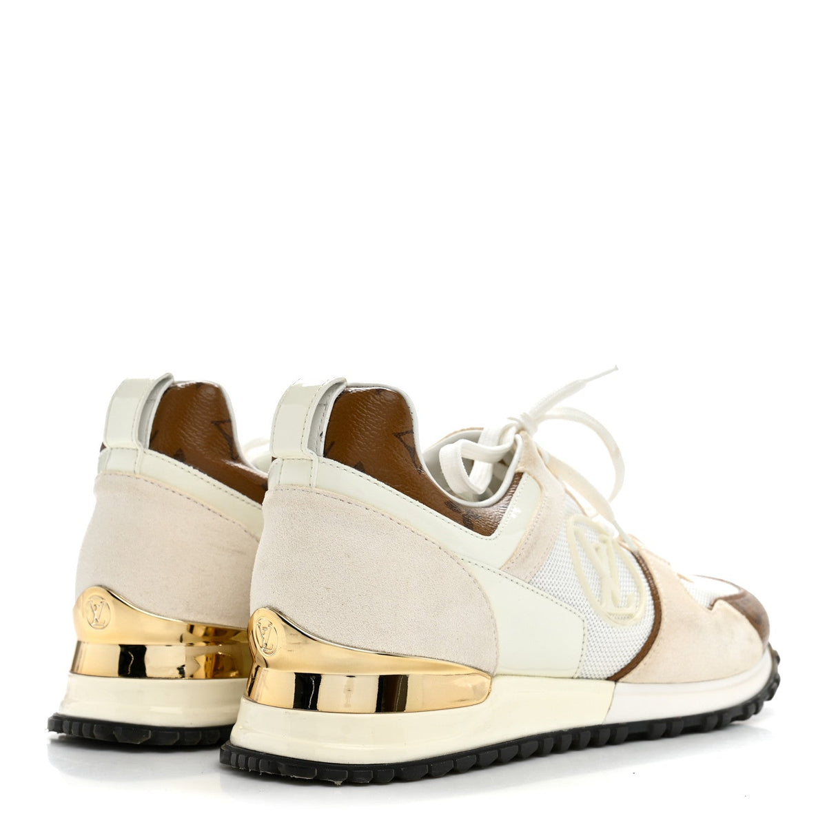 Calfskin Monogram Run Away Sneakers 36.5 White