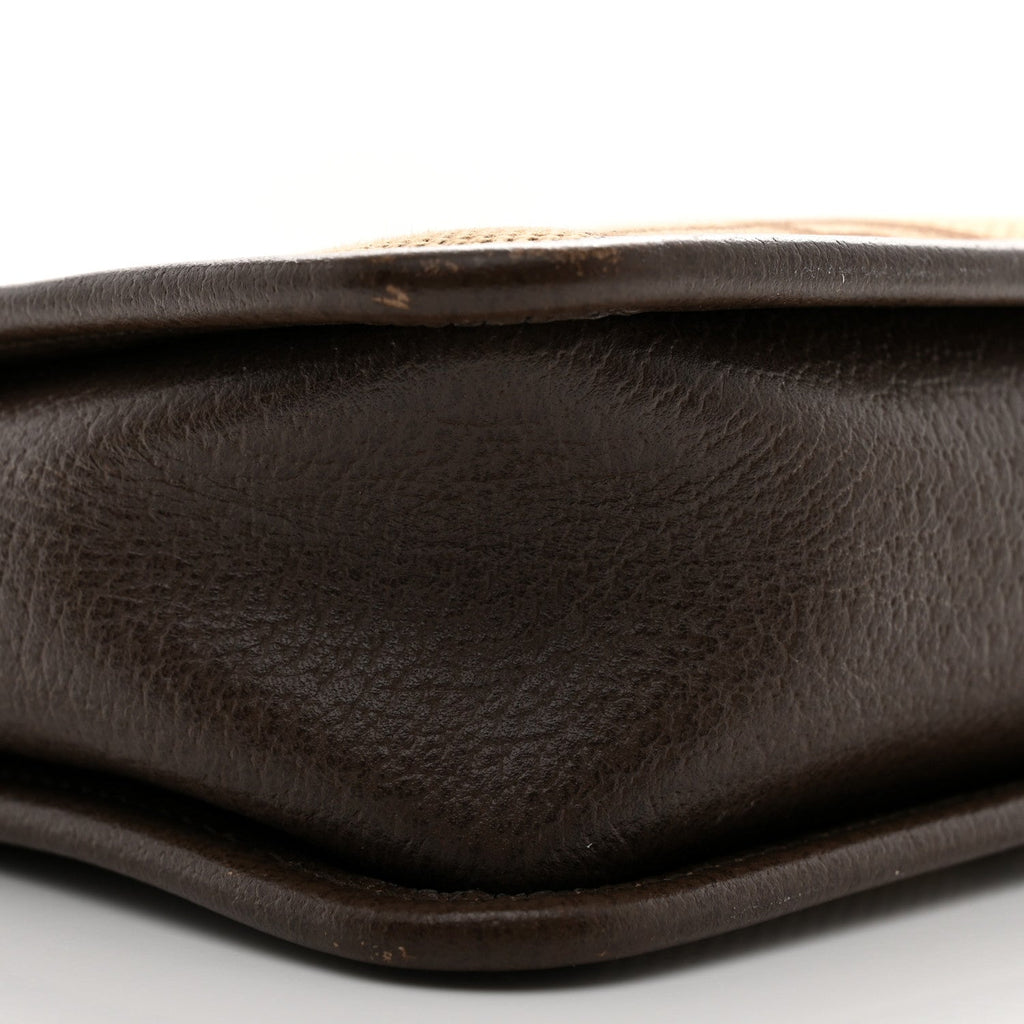 Monogram Jumbo GG Textured Dollar Calfskin Web Mini Crossbody Bag Camel Ebony New Acero