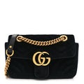 Velvet Matelasse Mini GG Marmont Shoulder Bag Black
