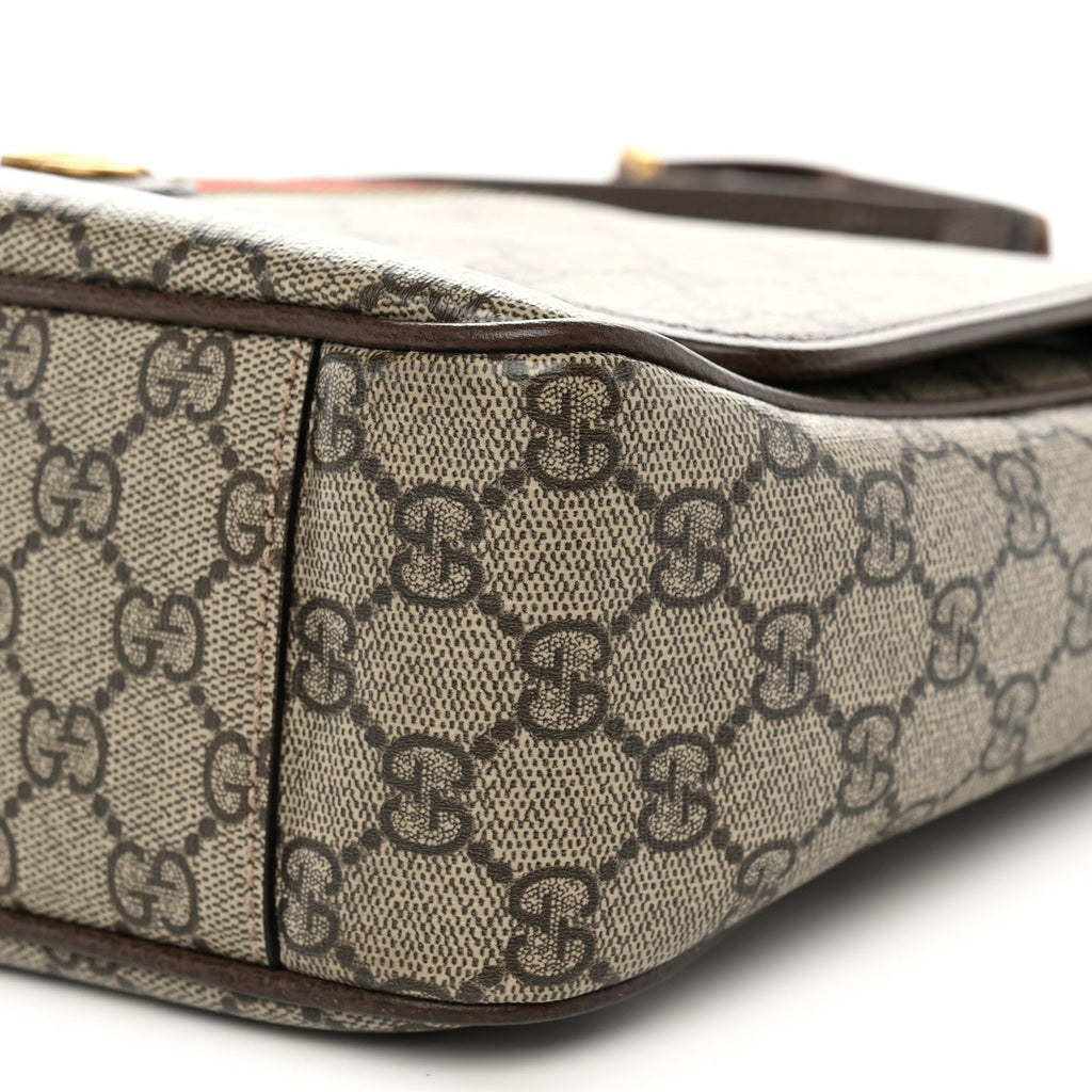 Tender GG Supreme Monogram Textured Dollar Calfskin Ophidia Messenger Bag Beige Ebony Dark Brown