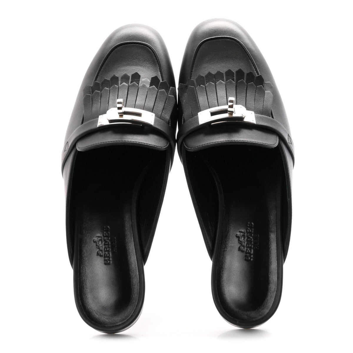 Fringed Calfskin Oz Mules 36.5 Black