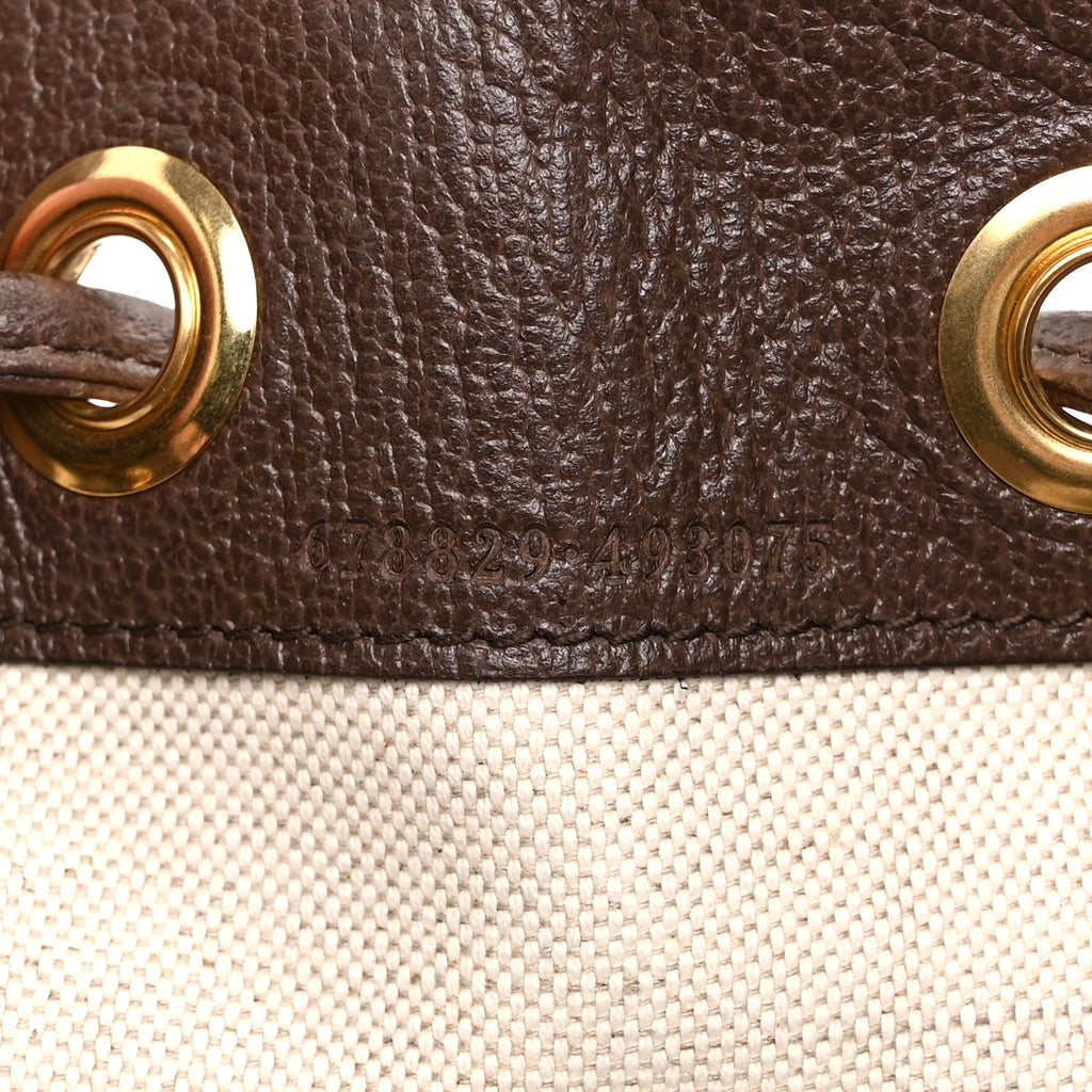 Monogram Jumbo GG Textured Dollar Calfskin Web Double Buckle Backpack Camel Ebony New Acero
