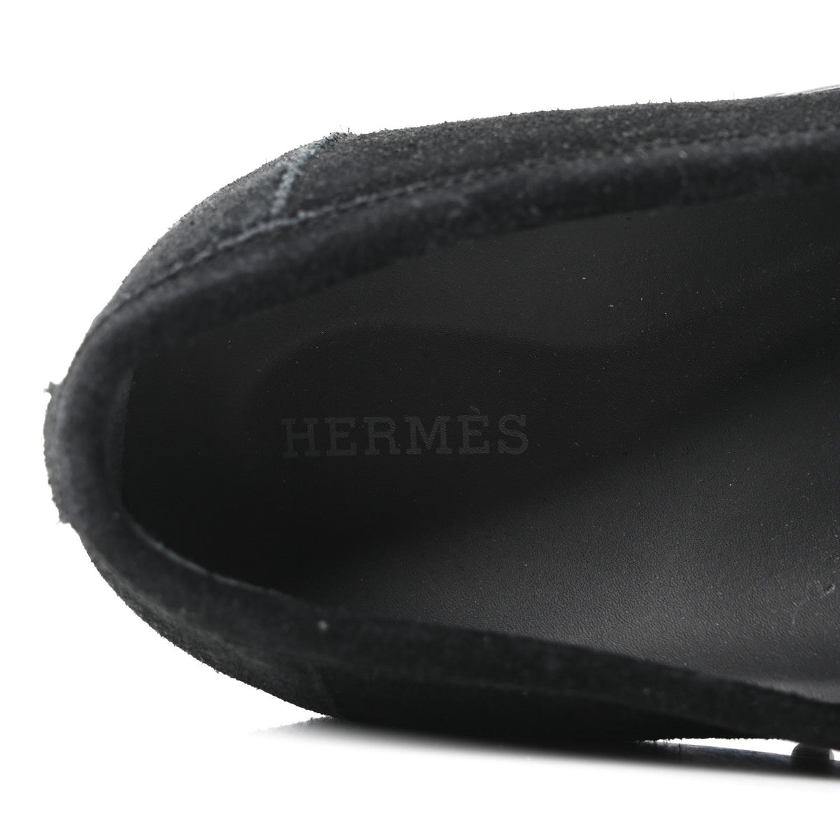 Suede Calfskin Womens Lazy Loafers 38.5 Black