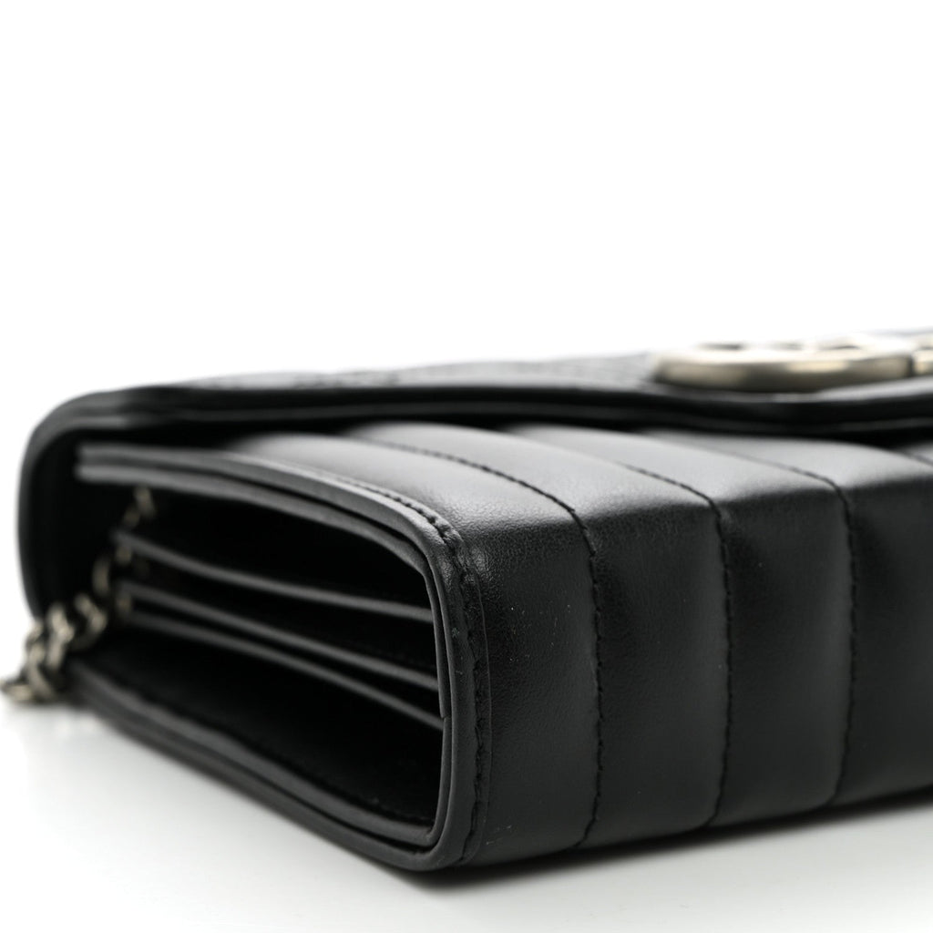 Calfskin Matelasse Aria GG Marmont Chain Wallet Black