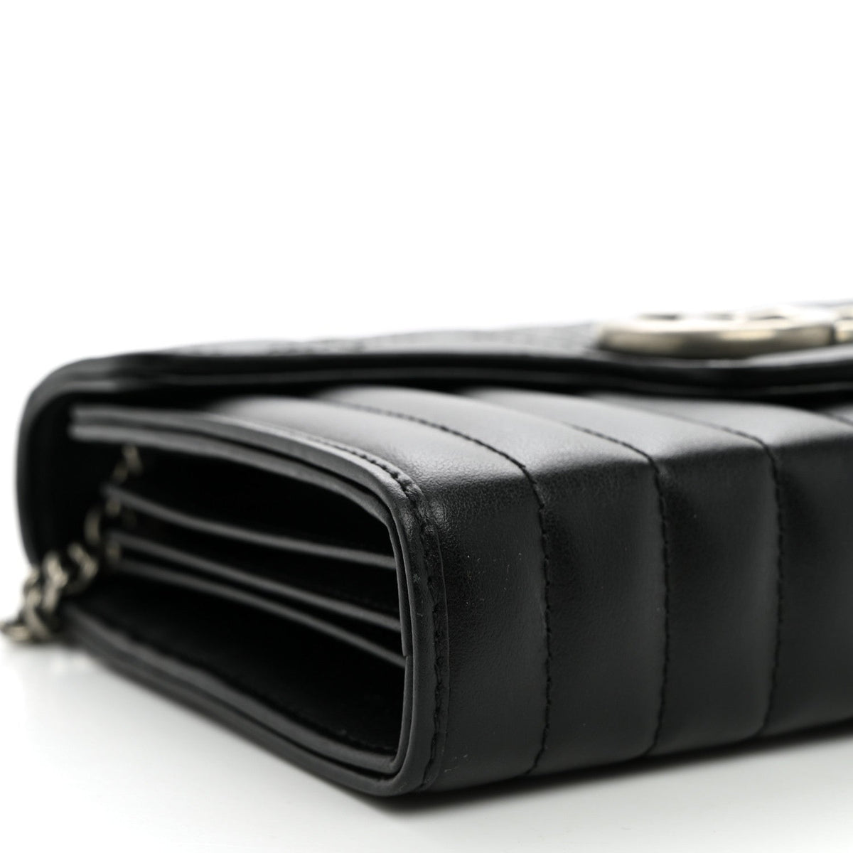 Calfskin Matelasse Aria GG Marmont Chain Wallet Black