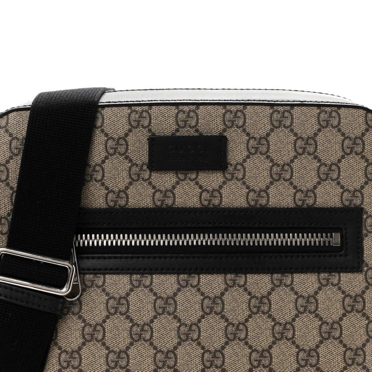 GG Supreme Monogram Flat Messenger Bag Beige Black New Acero